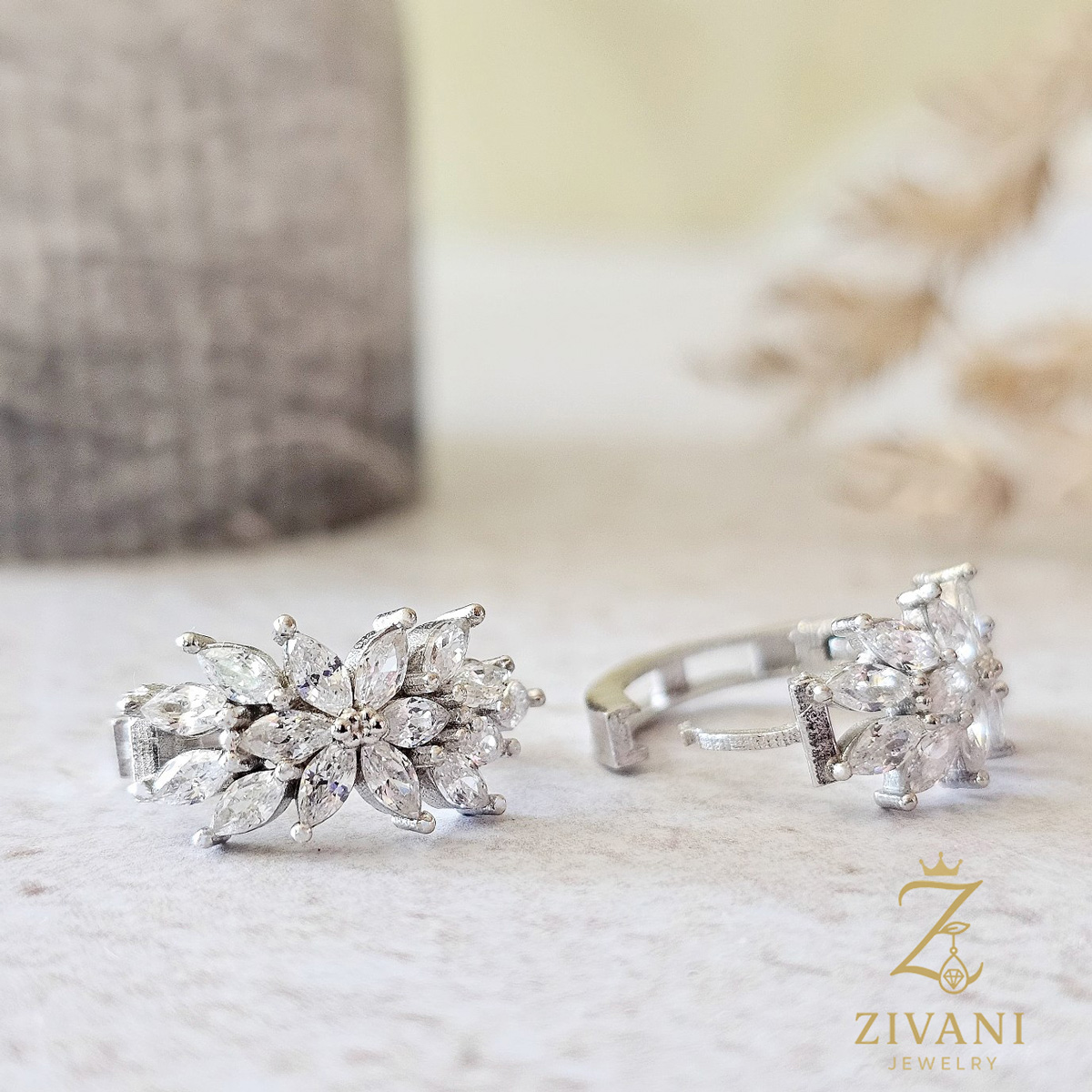 گوشواره نقره مجلسی طرح گل