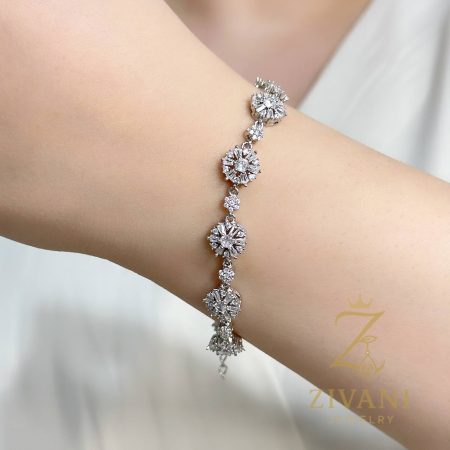 دستبند فلاور نقره زنانه عیار 925 اصل zi-b-52