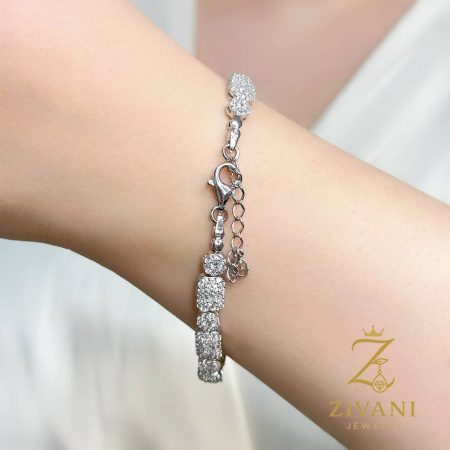 دستبند نقره زنانه امرالدکات و فلاور zi-b-56 عکس از قفل و زنجیر اضافه