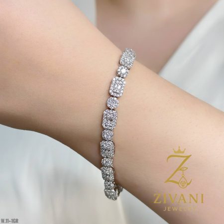 دستبند نقره زنانه امرالدکات و فلاور zi-b-56 عکس اصلی