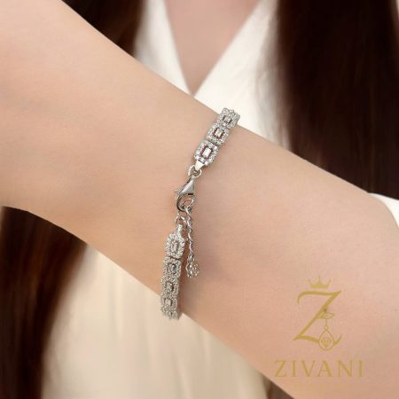 دستبند نقره زنانه مجلسی zi-b50 عکس از قفل دستبند
