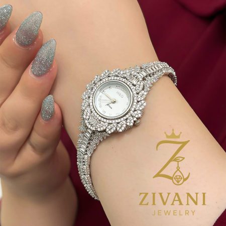 ساعت نقره زنانه طرح برگ