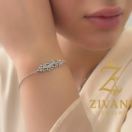 سرویس نقره زنانه طرح برگ نمای دستبند