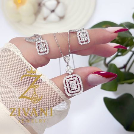 نیم ست نقره زنانه امرالدکات