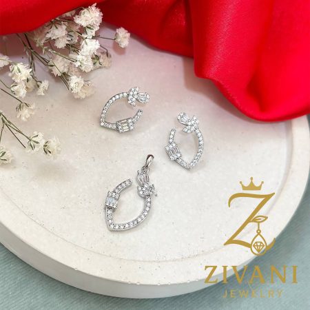 نیم ست نقره زنانه نگین دار