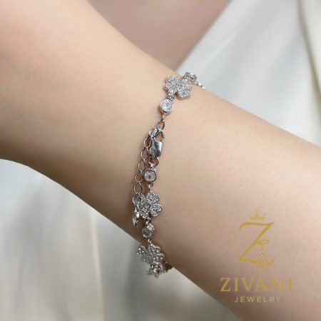 دستبند نقره زنانه شبدر zi-b-59 زنجیر قفل دستبند با عیار 925