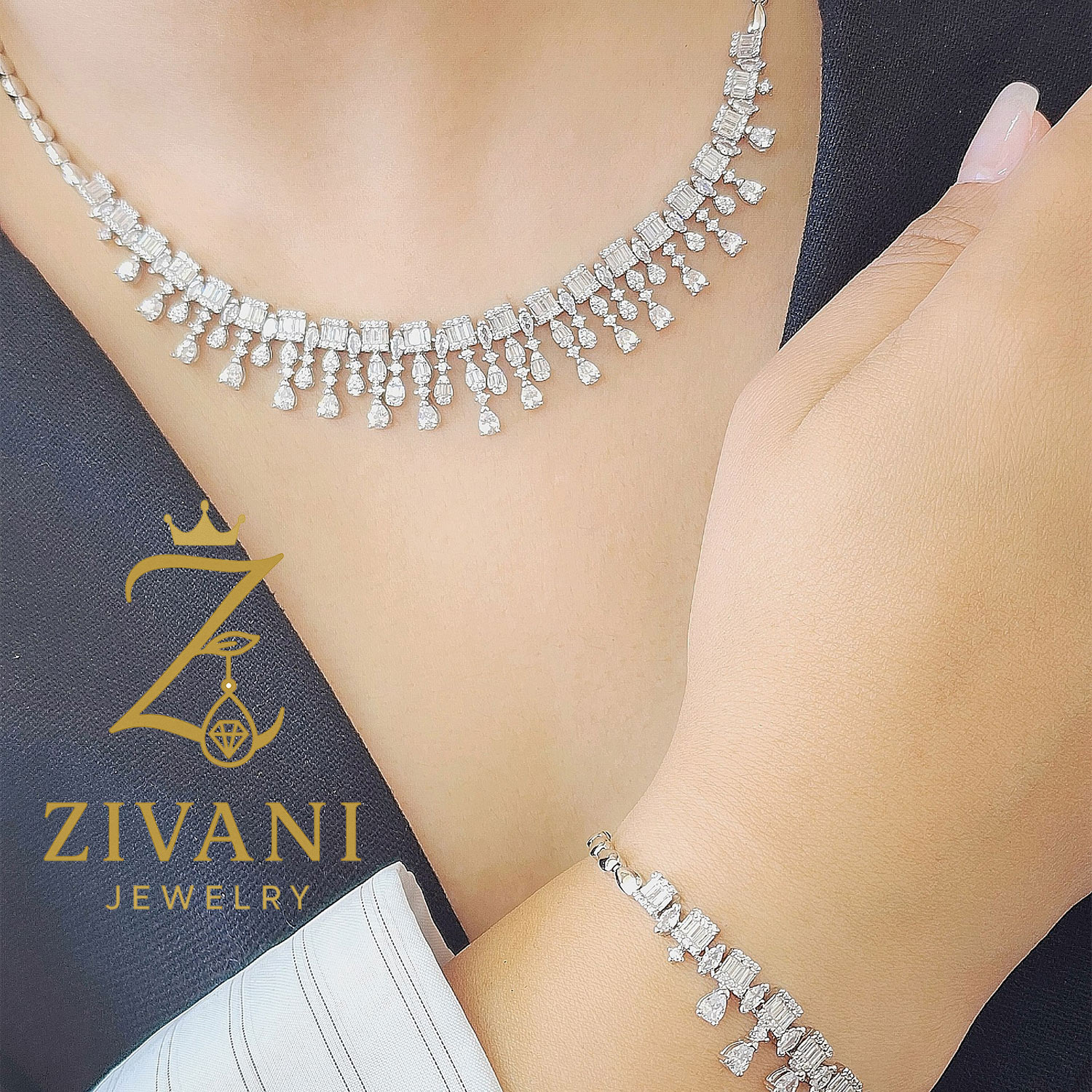 سرویس نقره زنانه نگین سفید - Image 3