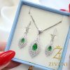 نیم ست نقره زنانه جواهری نگین سبز