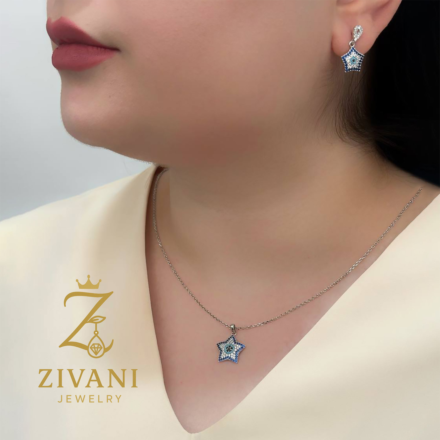 نیم ست نقره زنانه مدل ستاره