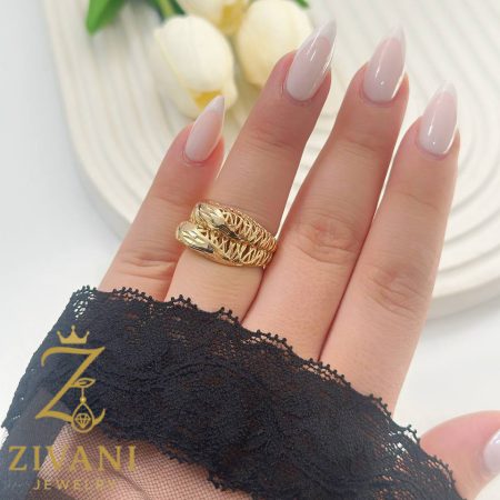 انگشتر نقره زنانه تراش طرح طلا روی دست