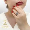 انگشتر نقره زنانه رکاب کارتیر zi-r-22 نگین آبی تانزانیت