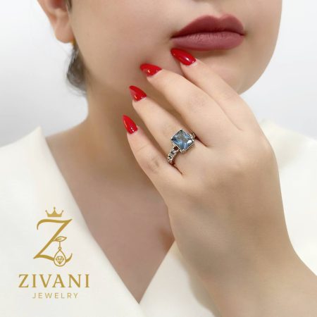 انگشتر نقره زنانه رکاب کارتیر zi-r-22 نگین آبی تانزانیت