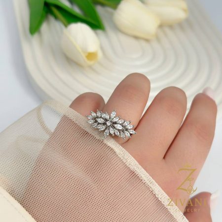 انگشتر نقره زنانه مجلسی zi-r-27 کاملا ظریف و طرح طلا