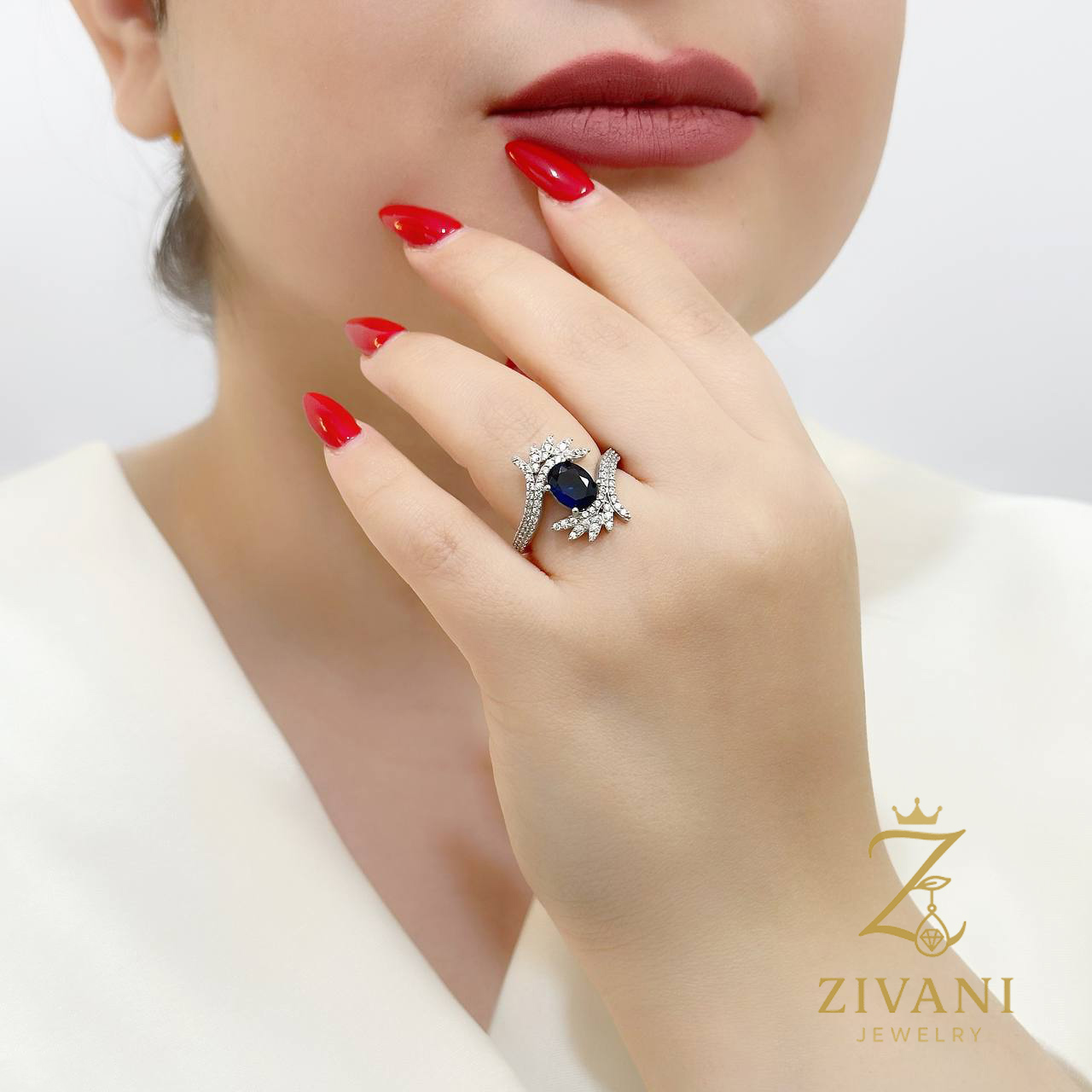 انگشتر نقره زنانه نگین دار - Image 2