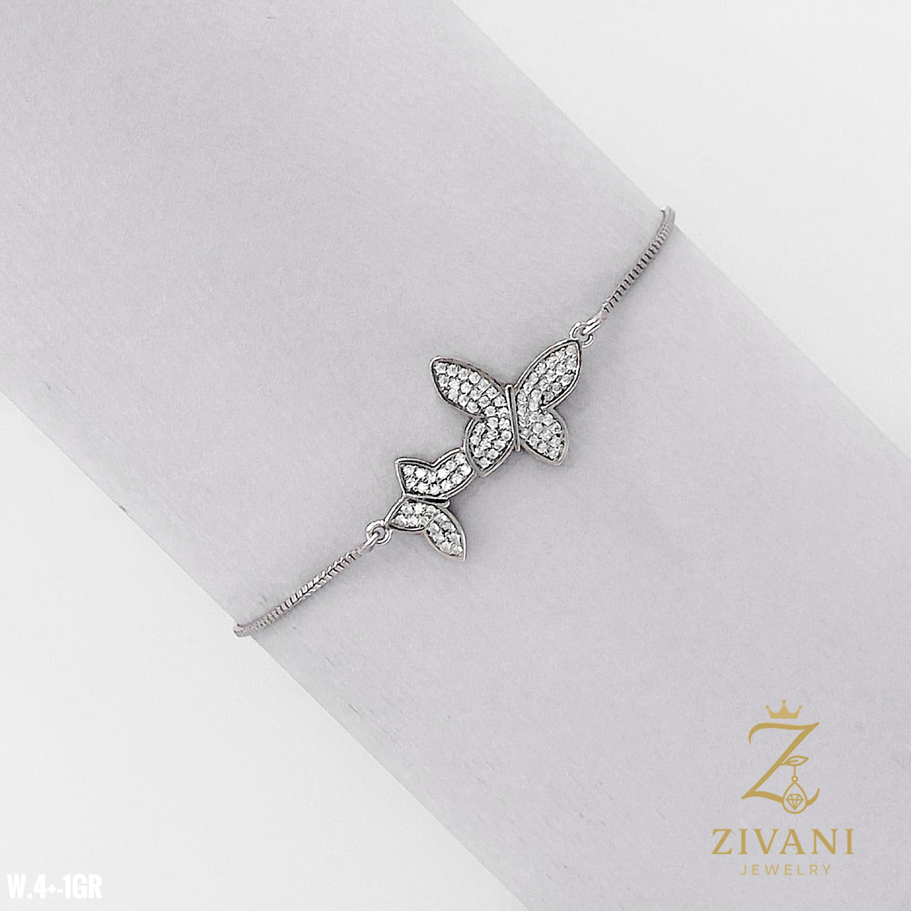 دستبند-نقره-زنانه-آسانسوری-پروانه-zi-b-74