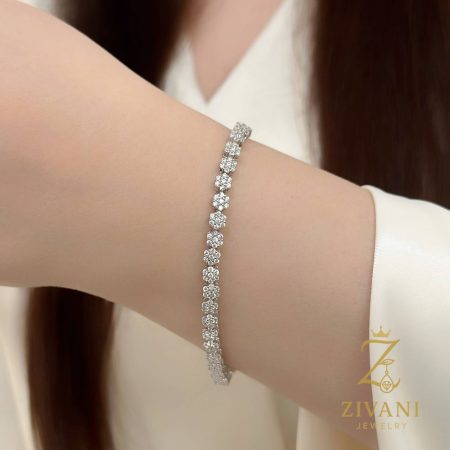 دستبند نقره زنانه فلاور zi-b-66 عکس روی دست