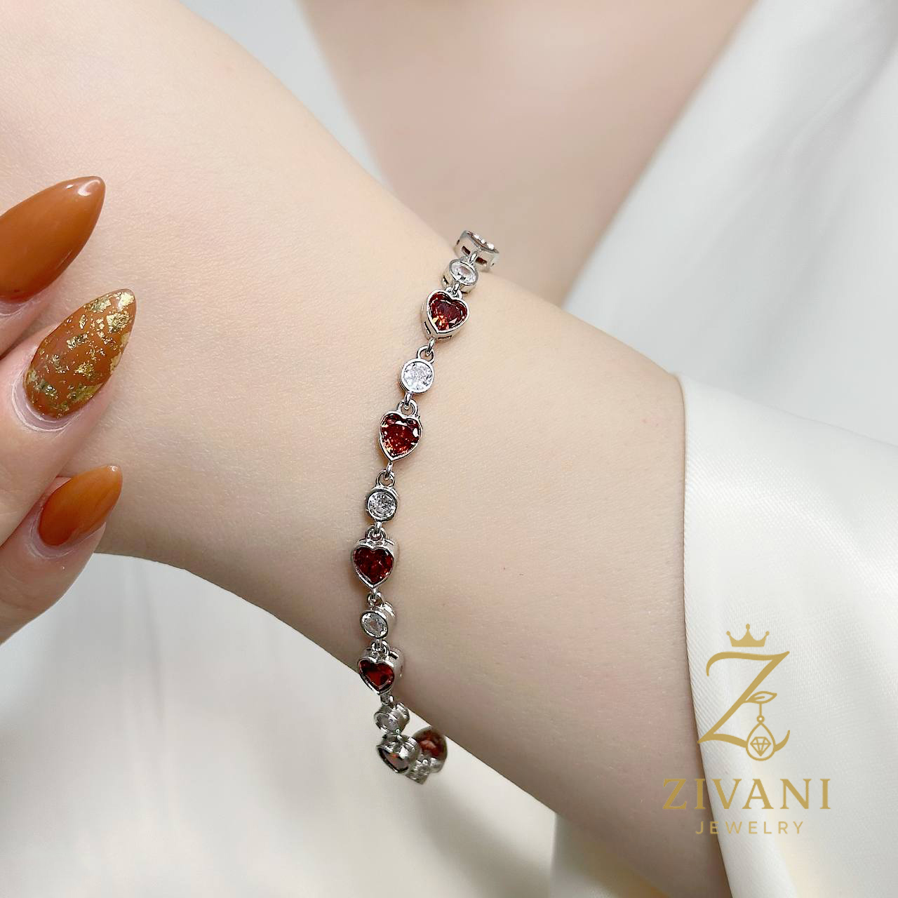 دستبند نقره زنانه قلبی zi-b-69 قلب قرمز