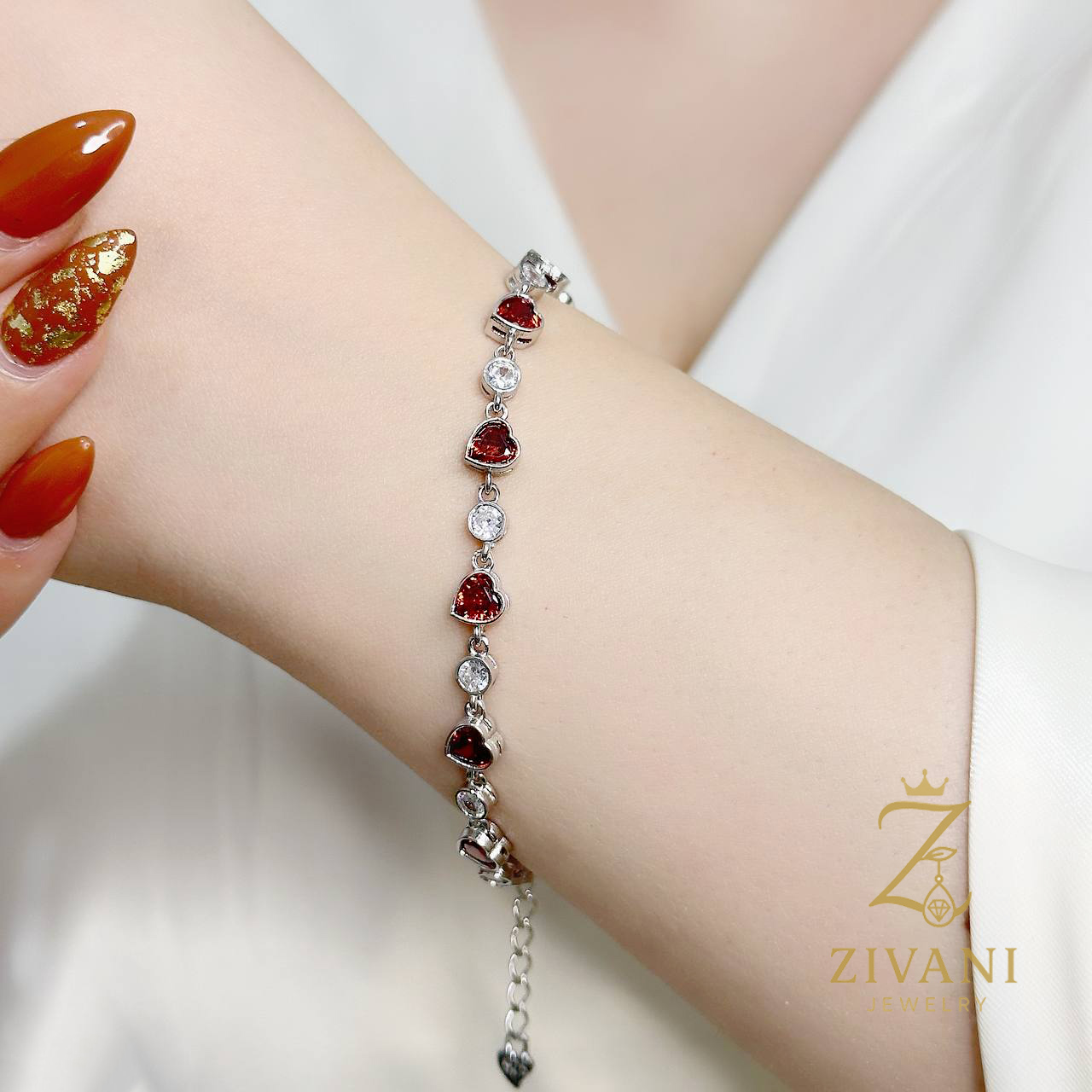 دستبند نقره زنانه قلبی zi-b-69