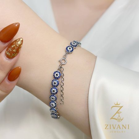 دستبند نقره زنانه چشم نظر بند ساعتی zi-b-67 از قفل