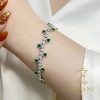 دستبند نقره فلاور نگین رنگی zi-b-71 رنگ سبز