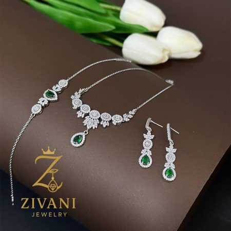 سرویس نقره زنانه نگین سبز