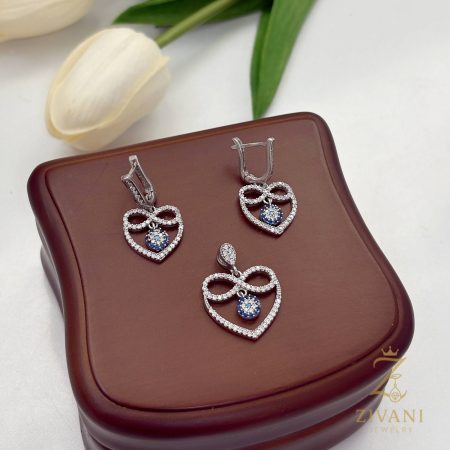 نیم ست نقره قلب و چشم نظر zi-n-48