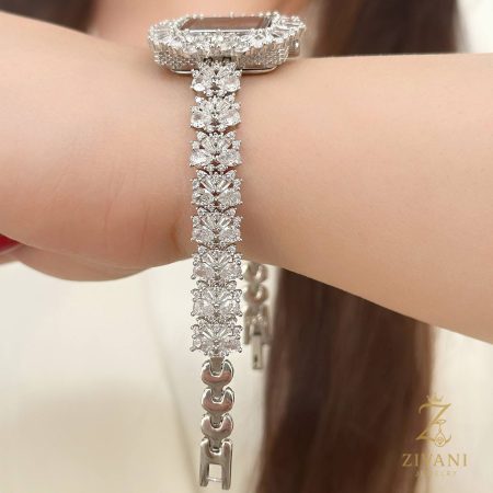 ساعت نقره زنانه مجلسی بیضی zi-w-27 طرح بند ساعت