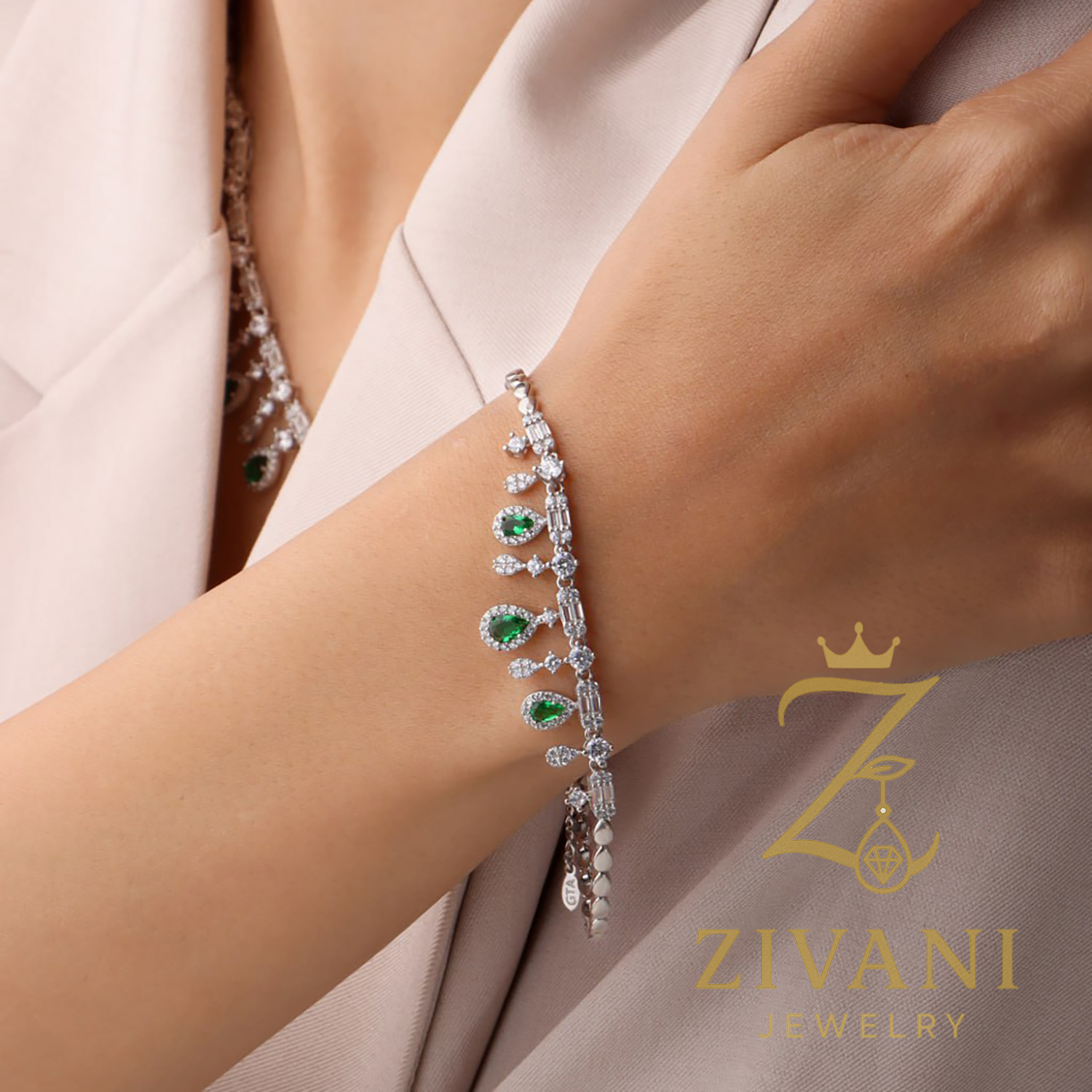 سرویس نقره زنانه اشک سبز - Image 4