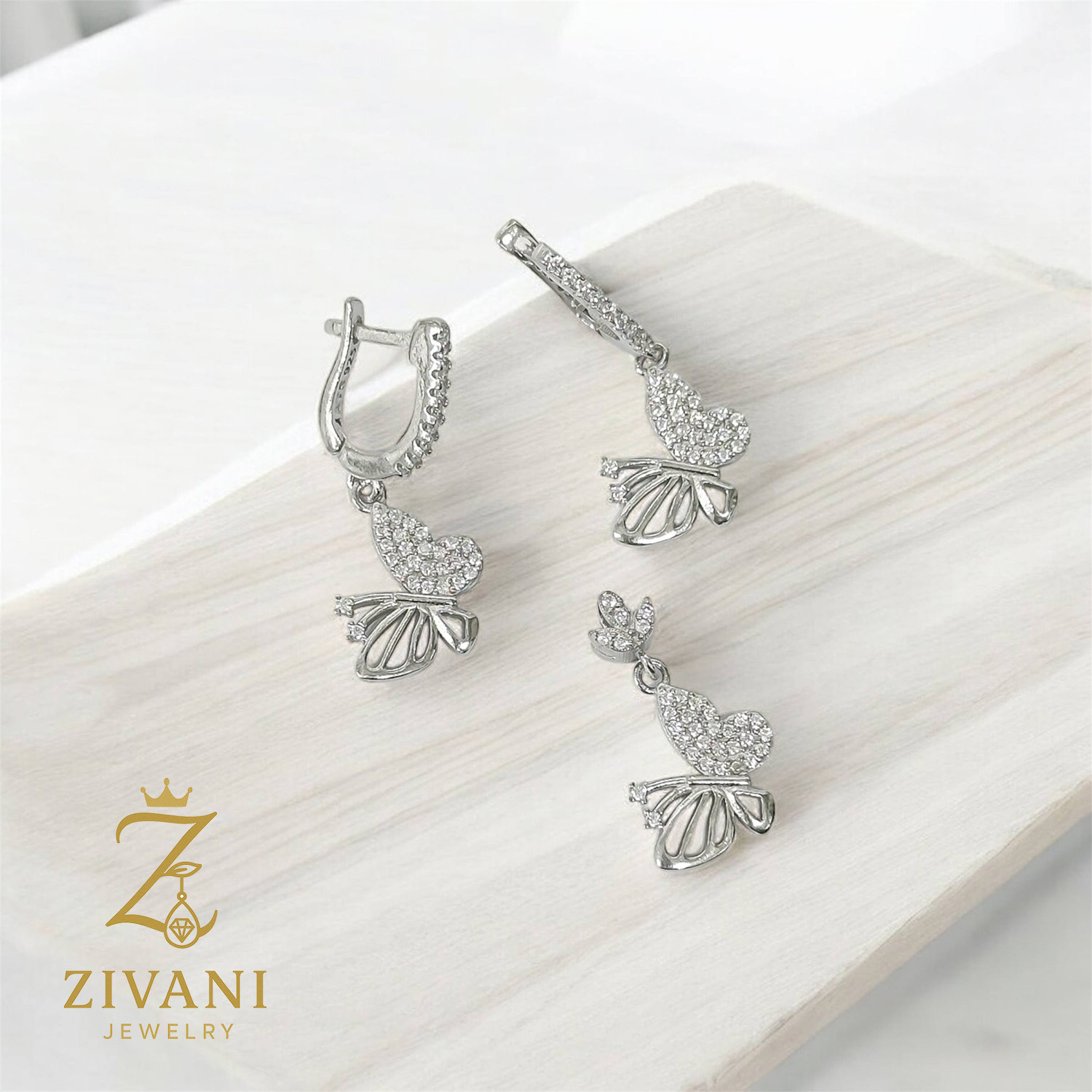 نیم ست نقره زنانه پروانه