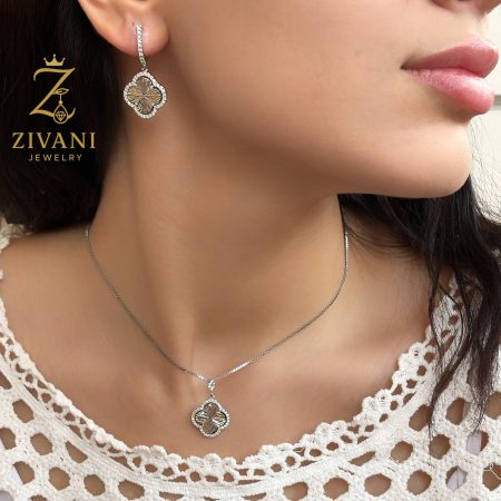 نیم ست نقره زنانه ونکلیف تراش