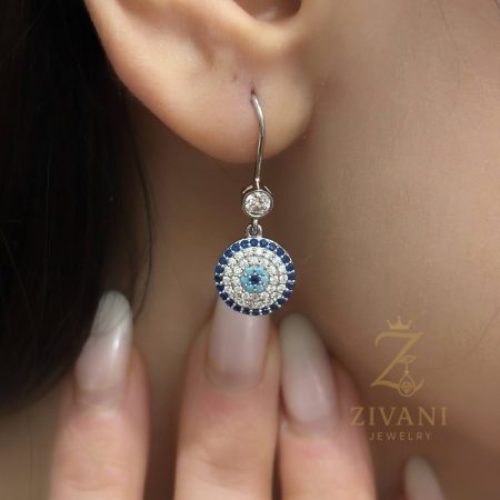 گوشواره نقره چشم نظر عیار 925