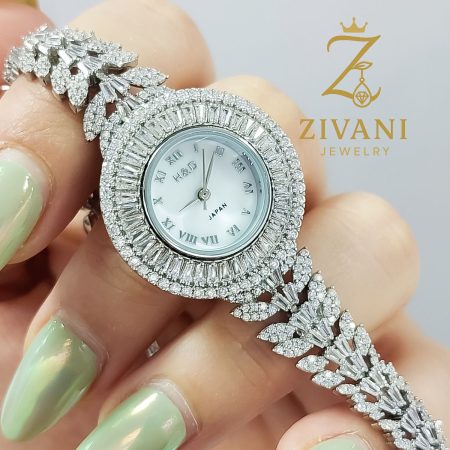 ساعت نقره زنانه H&D جواهری از نمای روبرو