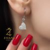 نیم ست نقره زنانه قلب نمای گوشواره