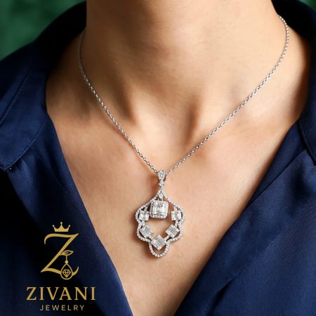 گردنبند نقره زنانه امرالدکات نگین سفید