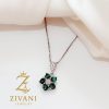 گردنبند نقره زنانه گل نگین سبز - Image 2