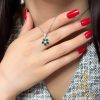 گردنبند نقره زنانه گل نگین سبز