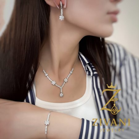 سرویس نقره زنانه طرح گل روی بدن