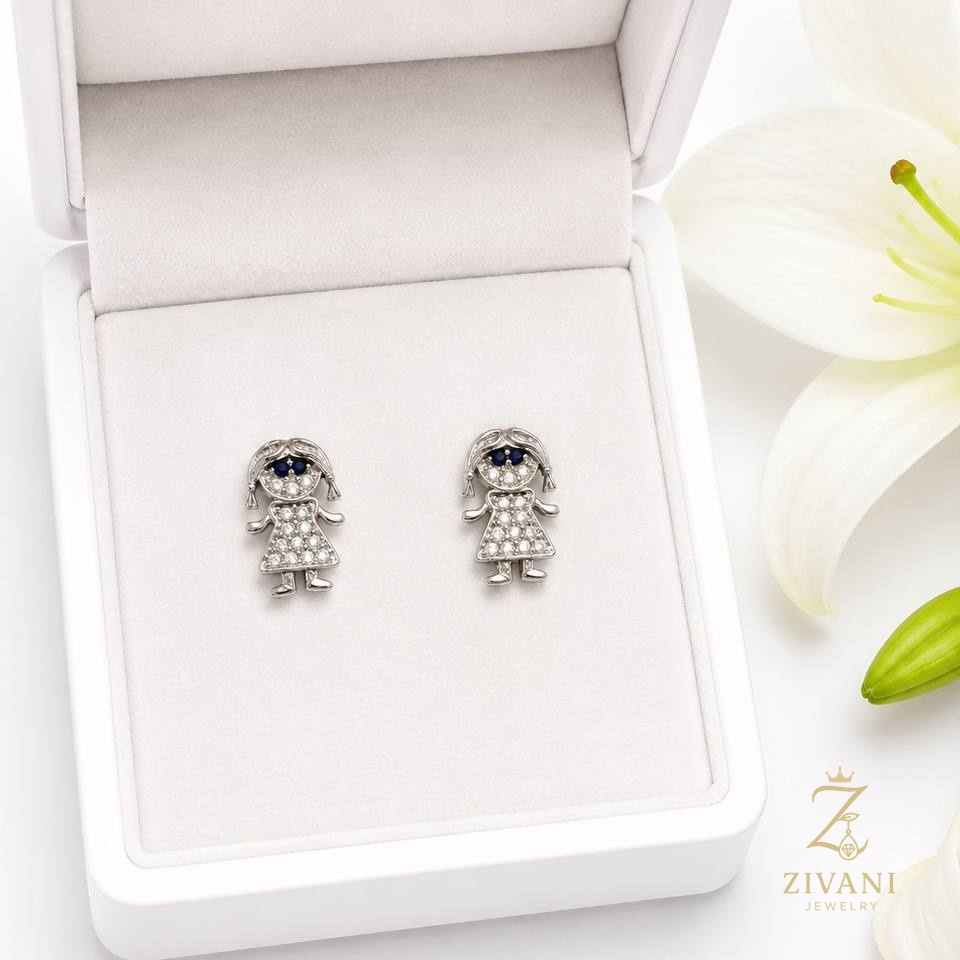 گوشواره نقره زنانه طرح دختر - zi-e-46