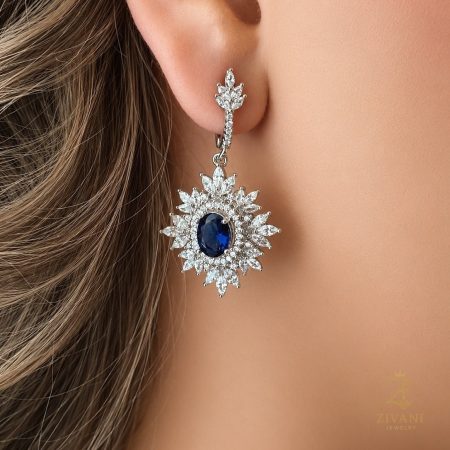 نیم ست نقره گوشواره و گردنبند طرح گل - zi-n-71 - 1